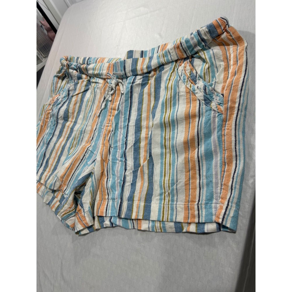 Briggs XXL Striped Elastic Waist Drawstring Shorts Blue Orange White XXL
